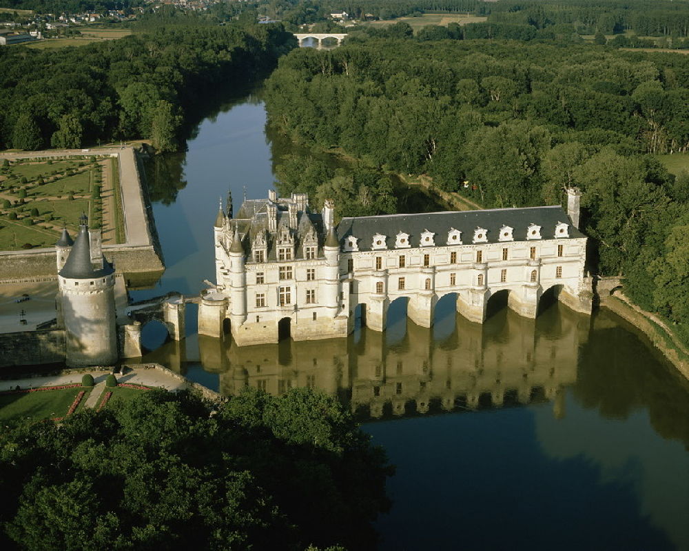 Chenonceau Castle aerial view Loire Valley France