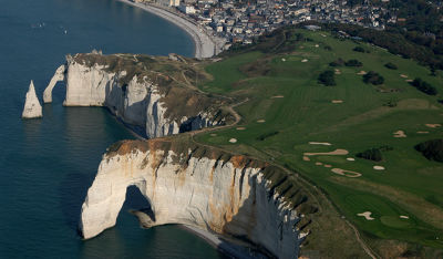 Etretat golf club aerial view Normandy France
