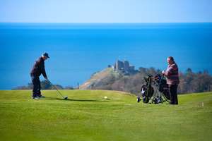 Golfer teebox Wales