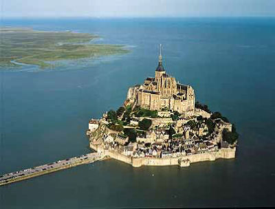 Mont Saint Michel aerial Normandy